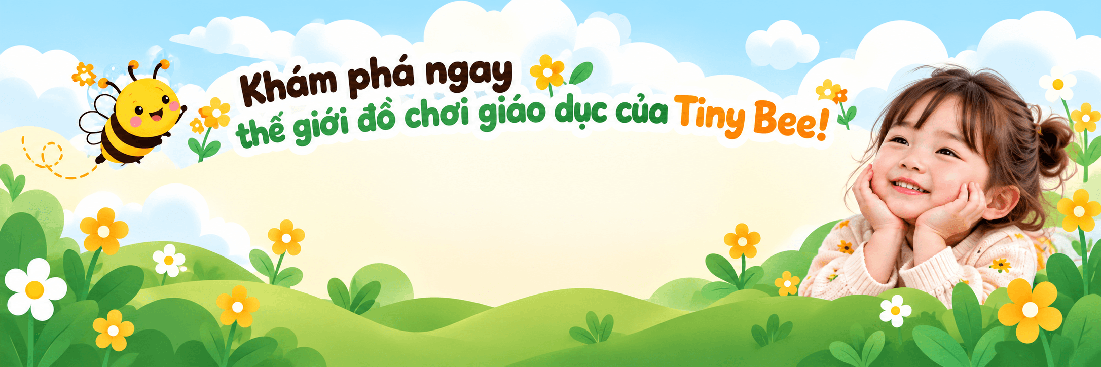 Ong Tiny Bee và bé gái giữa đồng hoa
